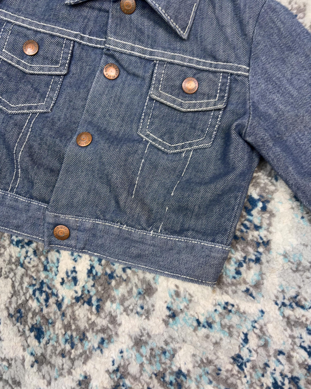 Vintage 90s Montgomery Ward Contrast Stitch Trucker Denim Jacket Size 2T