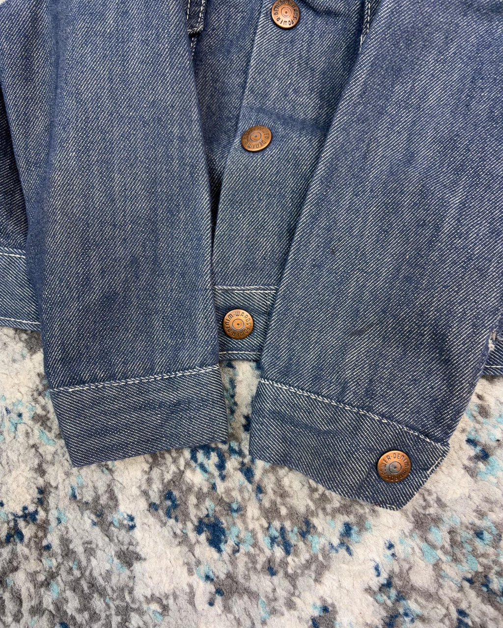 Vintage 90s Montgomery Ward Contrast Stitch Trucker Denim Jacket Size 2T