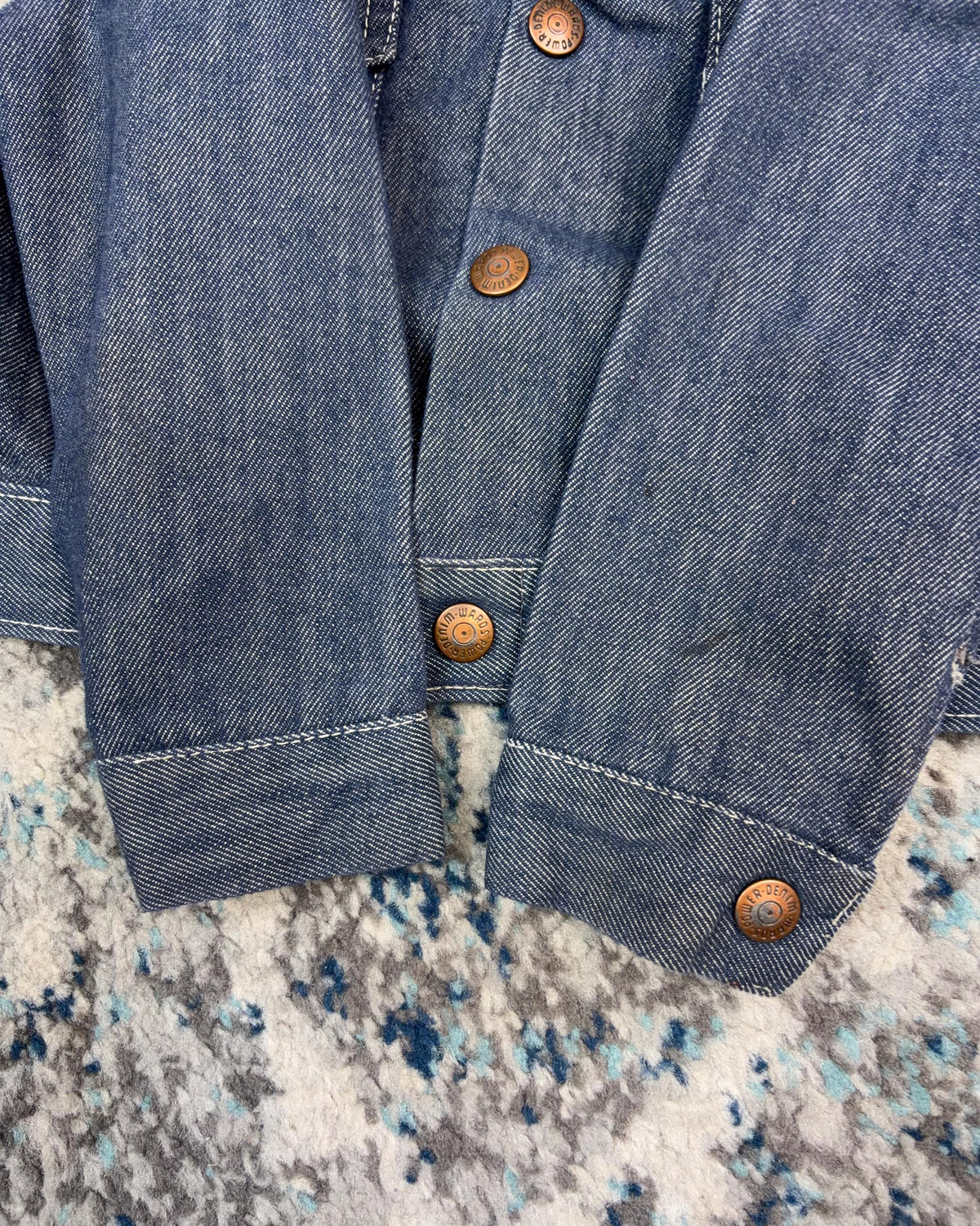 Vintage 90s Montgomery Ward Contrast Stitch Trucker Denim Jacket Size 2T