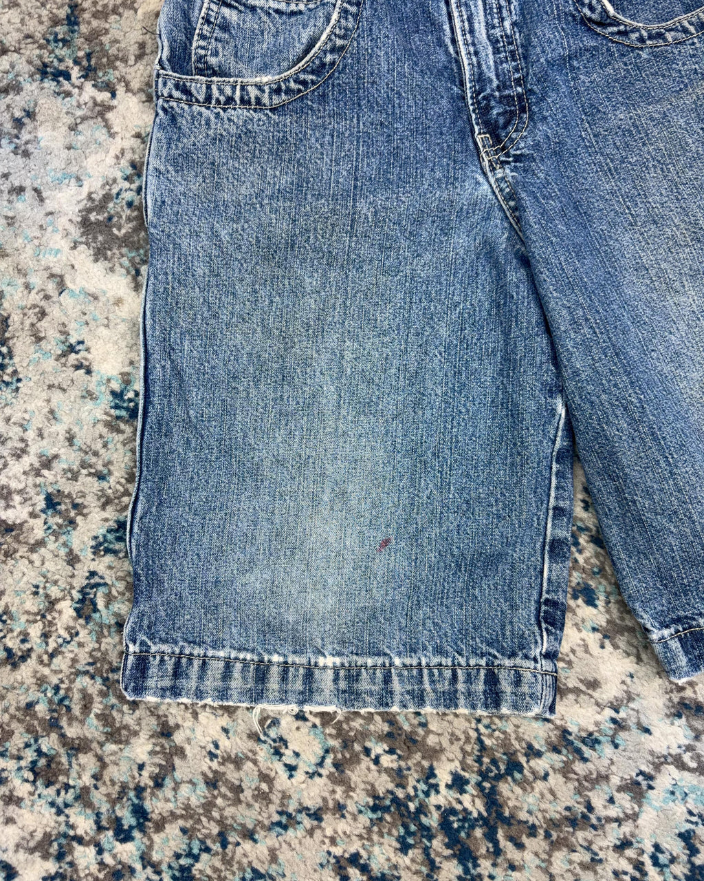 Vintage Y2K JNCO Embroidered Flame Logo Medium Wash Baggy Denim Pants Size YOUTH 10
