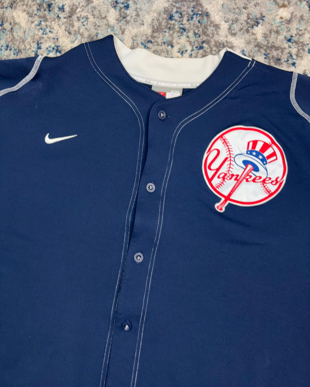 Vintage New York Yankees MLB Top Hat Logo Stitched Nike Baseball Jersey Size 2XL
