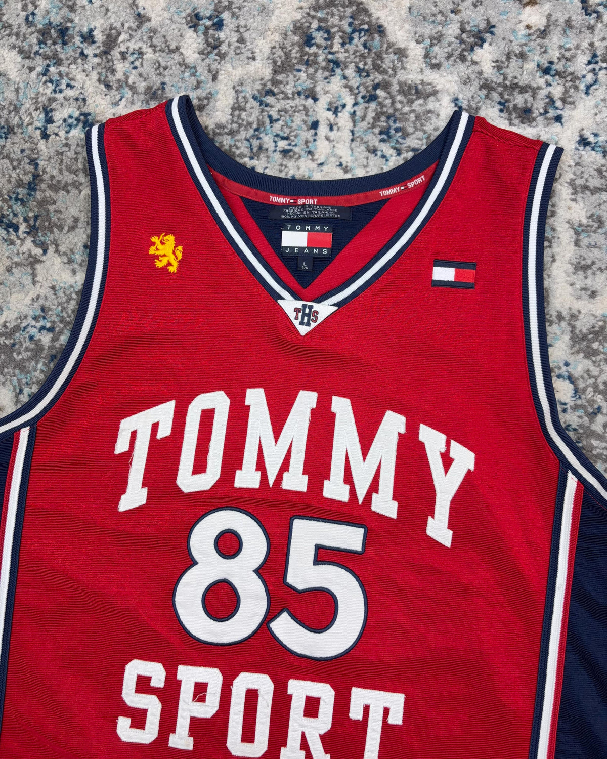 Vintage Tommy Hilfiger Sport Embroidered Logo Basketball Jersey Size Large