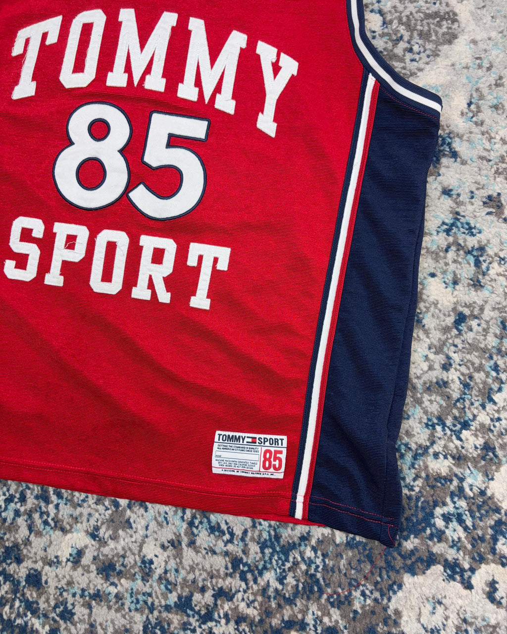 Vintage Tommy Hilfiger Sport Embroidered Logo Basketball Jersey Size Large