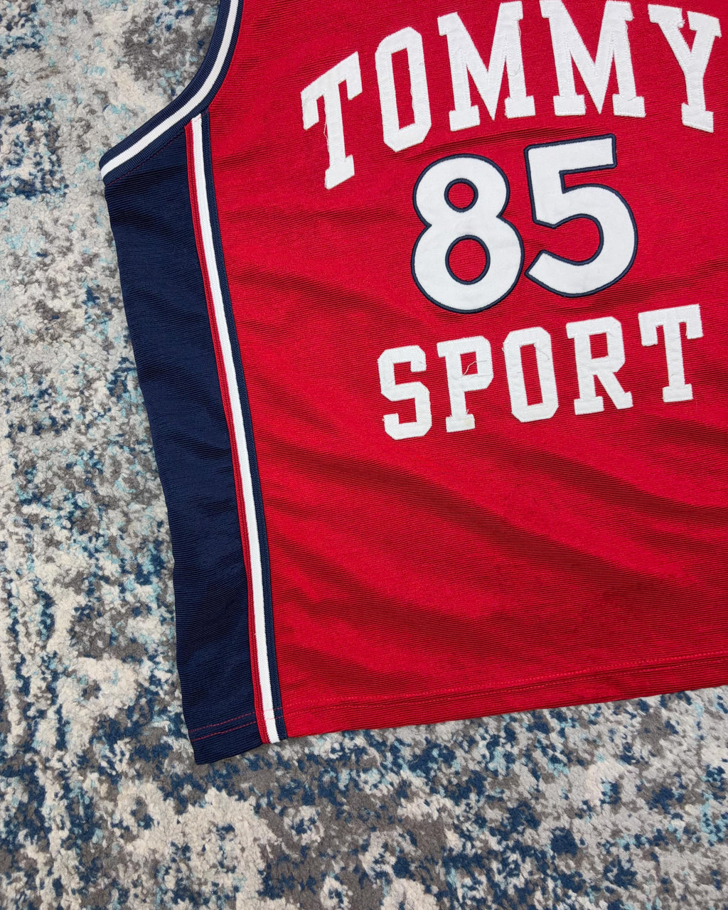 Vintage Tommy Hilfiger Sport Embroidered Logo Basketball Jersey Size Large