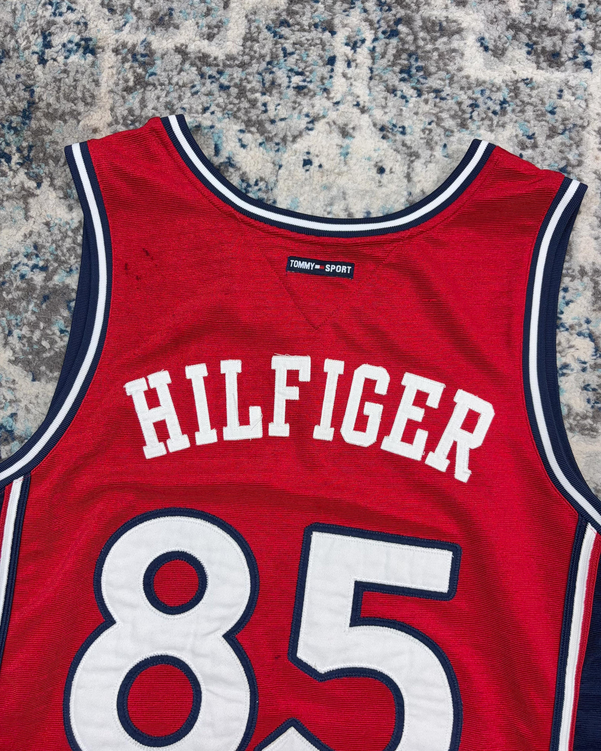 Vintage Tommy Hilfiger Sport Embroidered Logo Basketball Jersey Size Large