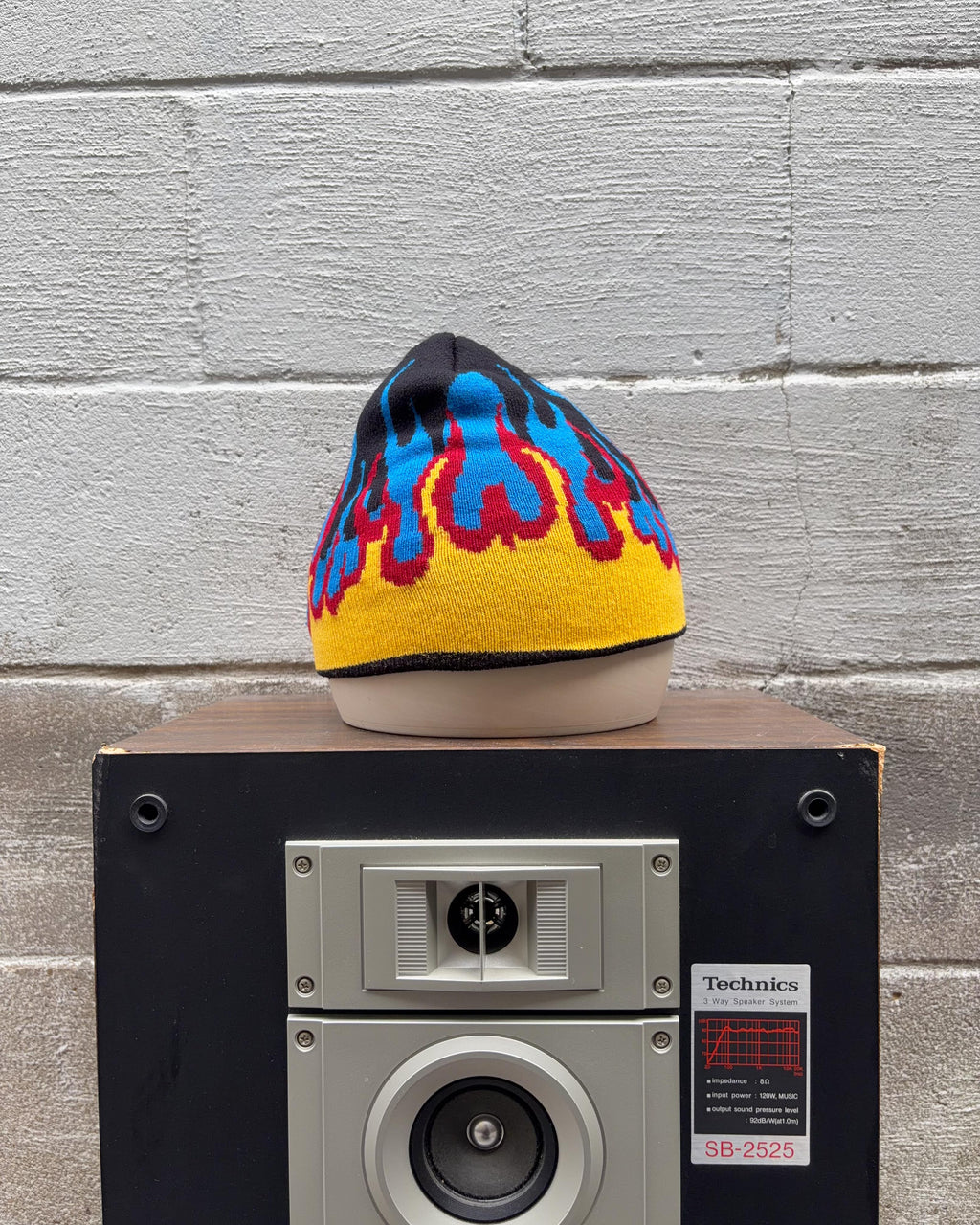 Bonnet vintage avec motif flammes, taille unique