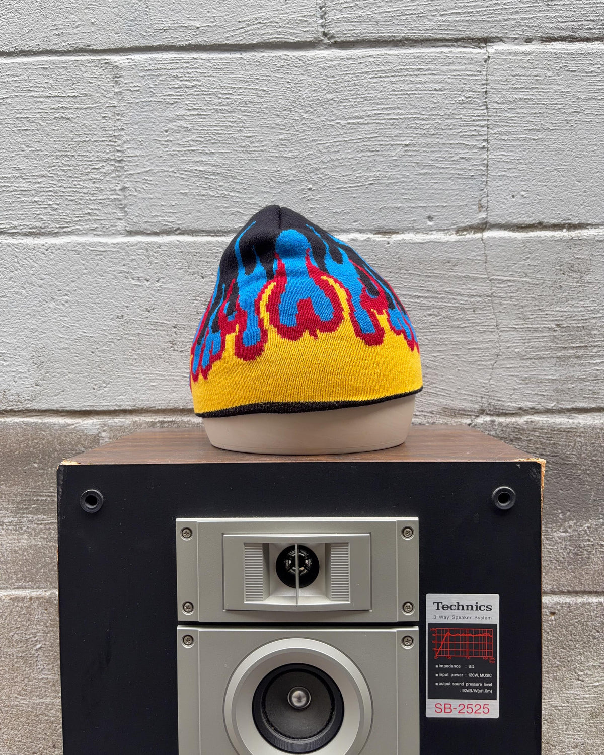 Bonnet vintage avec motif flammes, taille unique