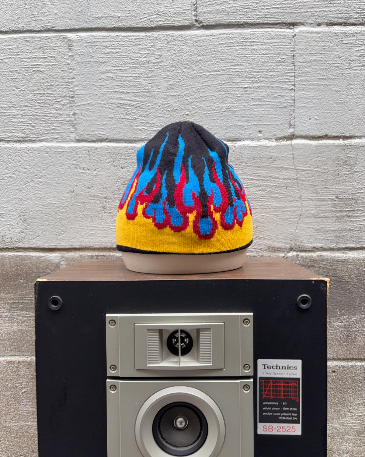 Bonnet vintage avec motif flammes, taille unique