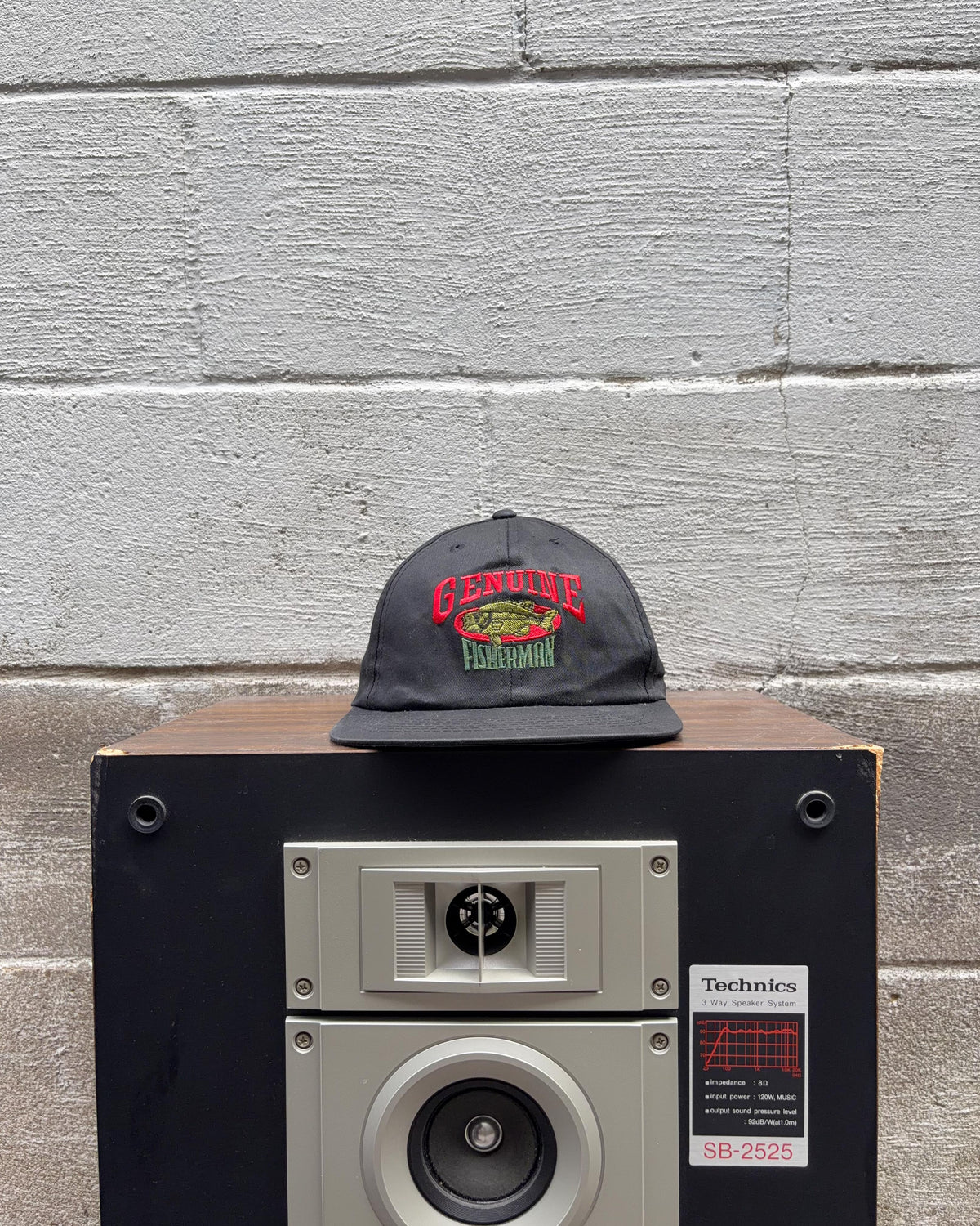 Casquette snapback vintage authentique Fisherman avec broderie « Bass » et inscription, taille unique