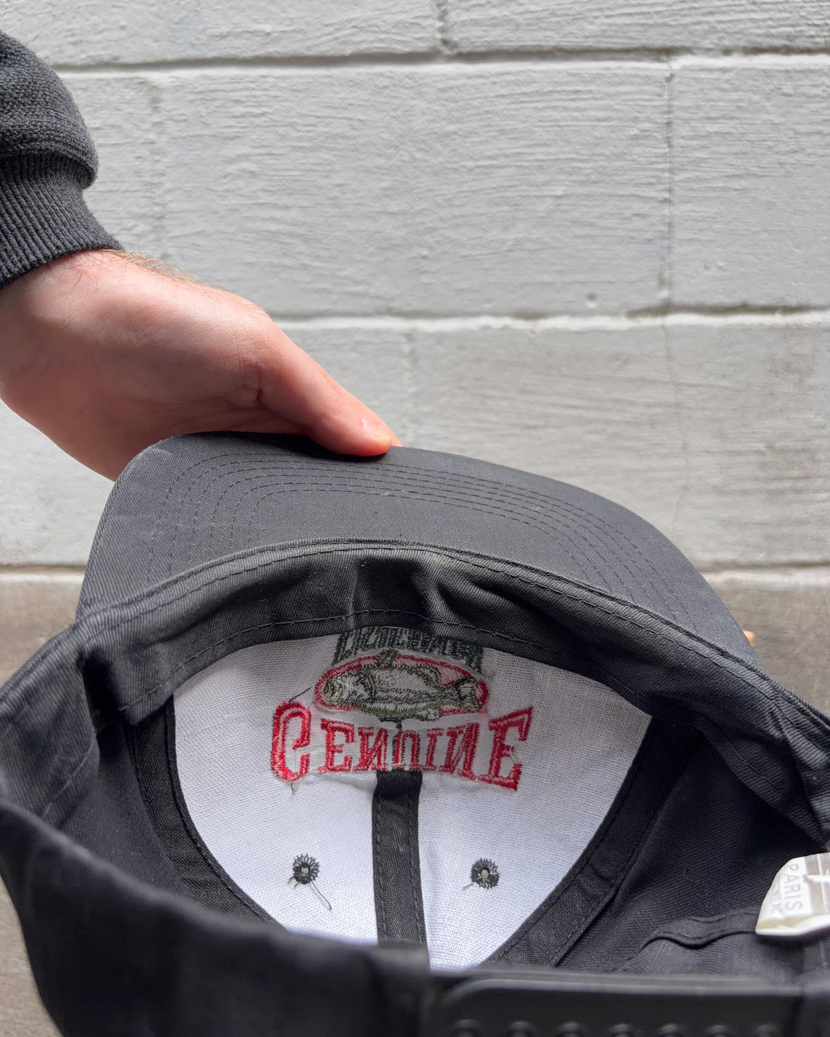 Casquette snapback vintage authentique Fisherman avec broderie « Bass » et inscription, taille unique