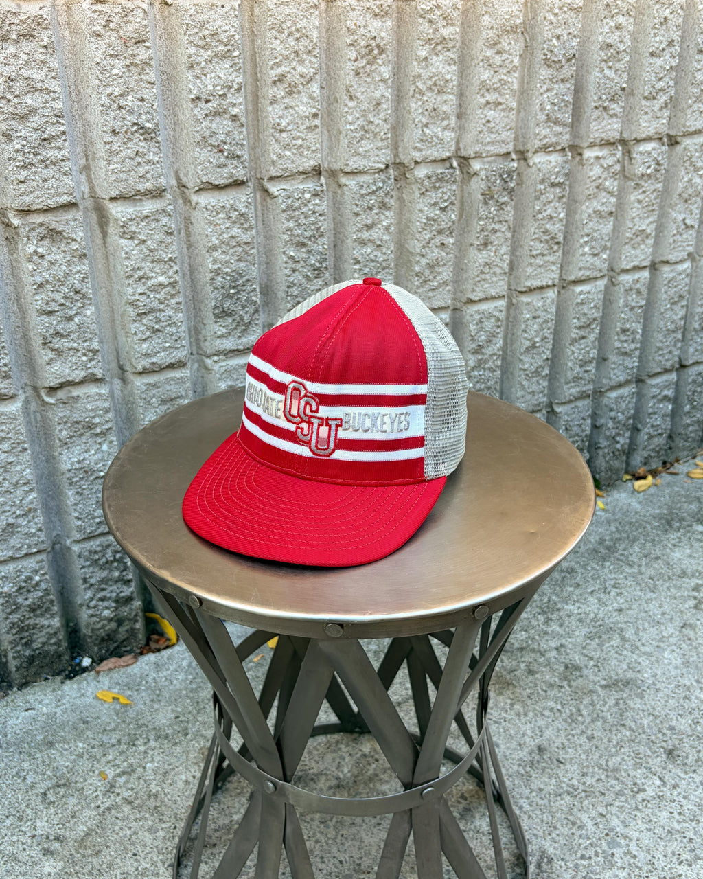 Casquette vintage années 80/90 Ohio State Buckeyes NCAA style trucker à pression, taille unique