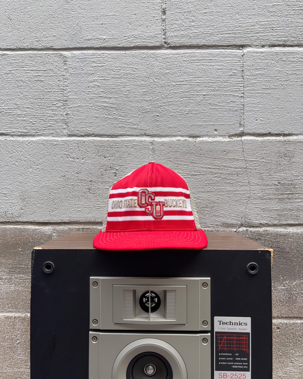 Casquette vintage années 80/90 Ohio State Buckeyes NCAA style trucker à pression, taille unique