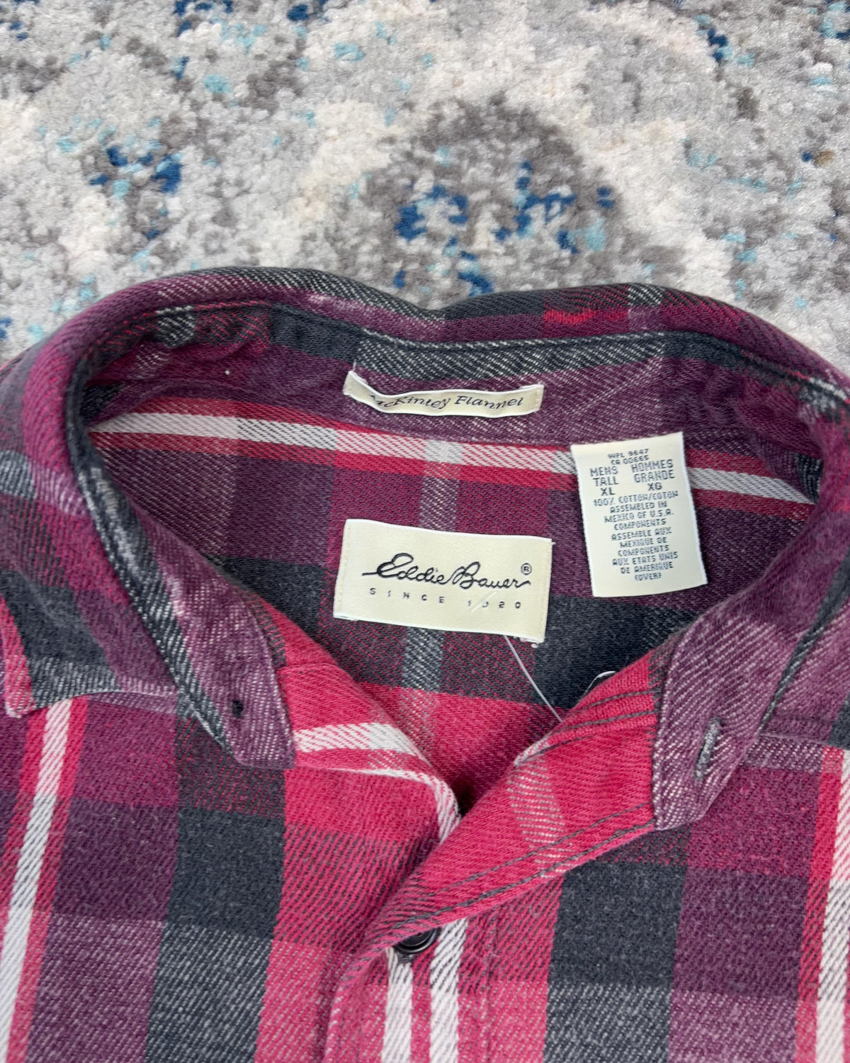 Vintage Eddie Bauer Plaid Long Sleeve Single Pocket Button Up Shirt Size XLT