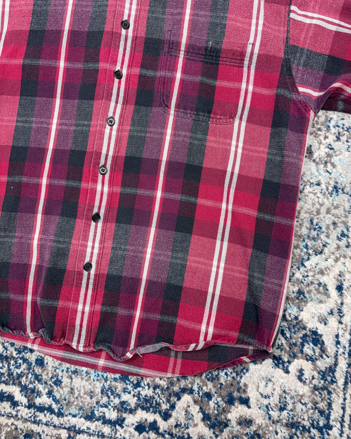 Vintage Eddie Bauer Plaid Long Sleeve Single Pocket Button Up Shirt Size XLT