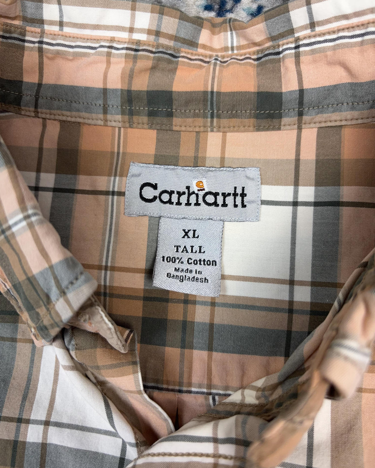 Vintage Carhartt Plaid Short Sleeve Reworked Cropped Button Up Shirt Size XLT