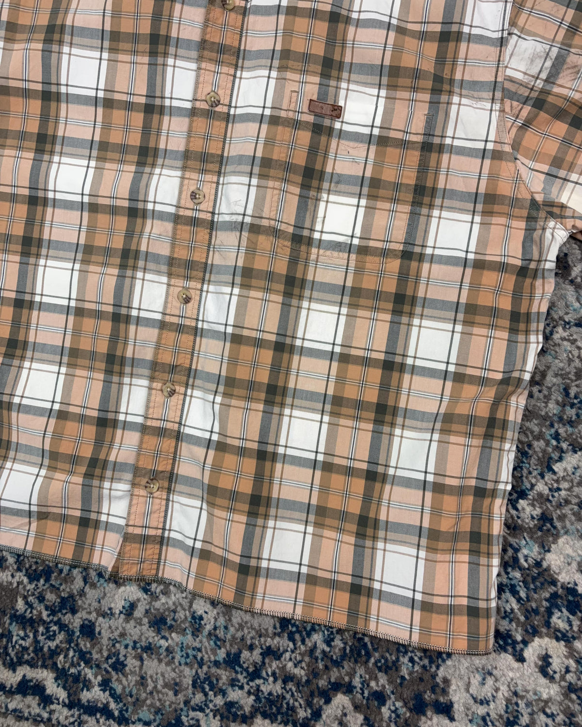 Vintage Carhartt Plaid Short Sleeve Reworked Cropped Button Up Shirt Size XLT