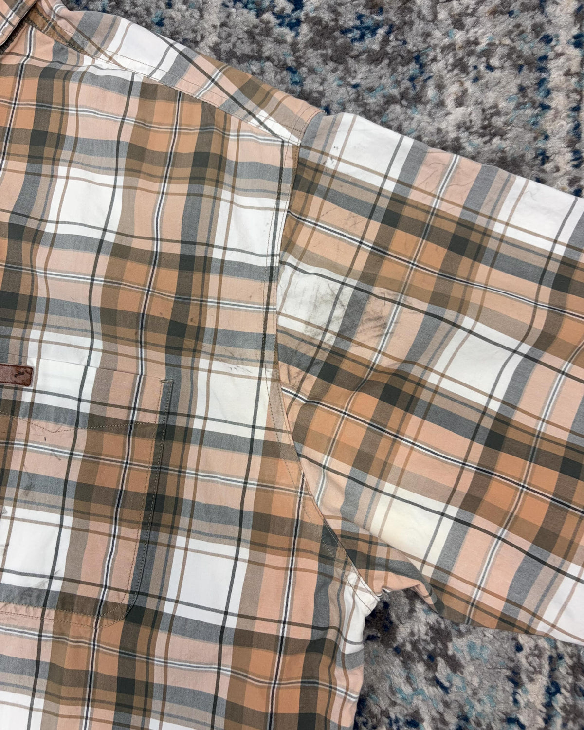 Vintage Carhartt Plaid Short Sleeve Reworked Cropped Button Up Shirt Size XLT