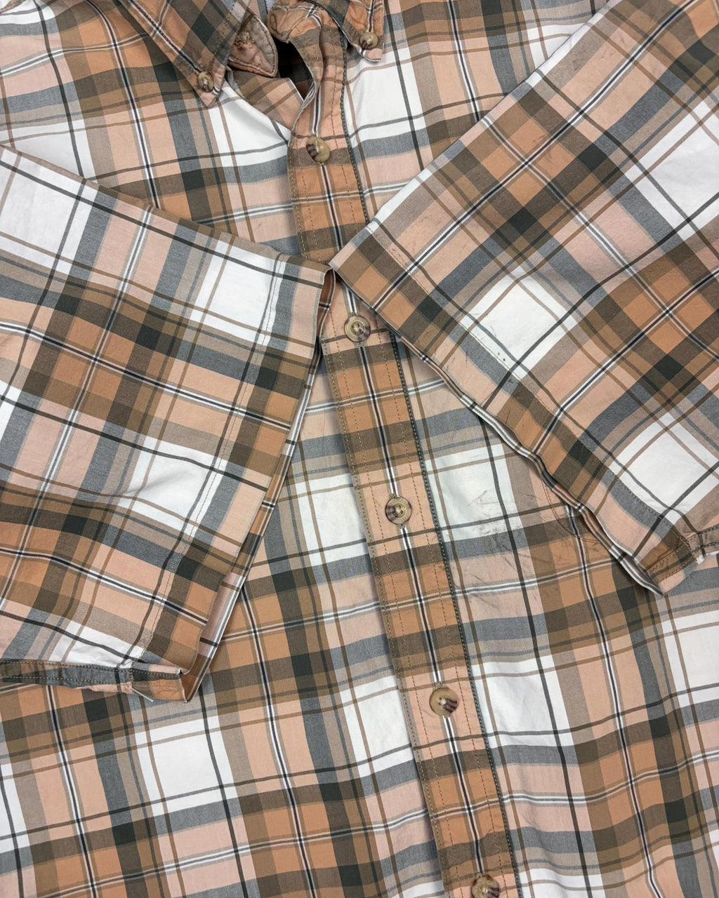 Vintage Carhartt Plaid Short Sleeve Reworked Cropped Button Up Shirt Size XLT
