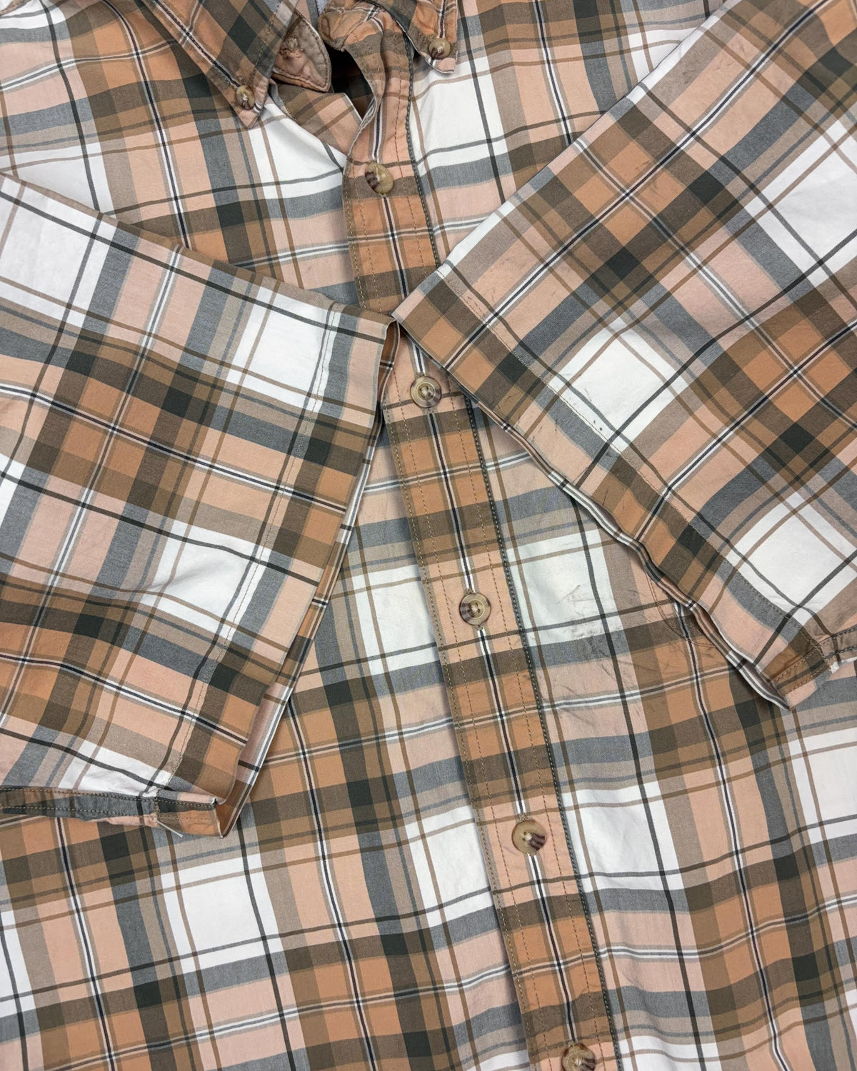 Vintage Carhartt Plaid Short Sleeve Reworked Cropped Button Up Shirt Size XLT
