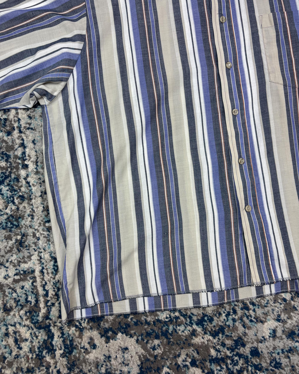 Vintage David Taylor Striped Short Sleeve Reworked Cropped Button Up Shirt Size XL