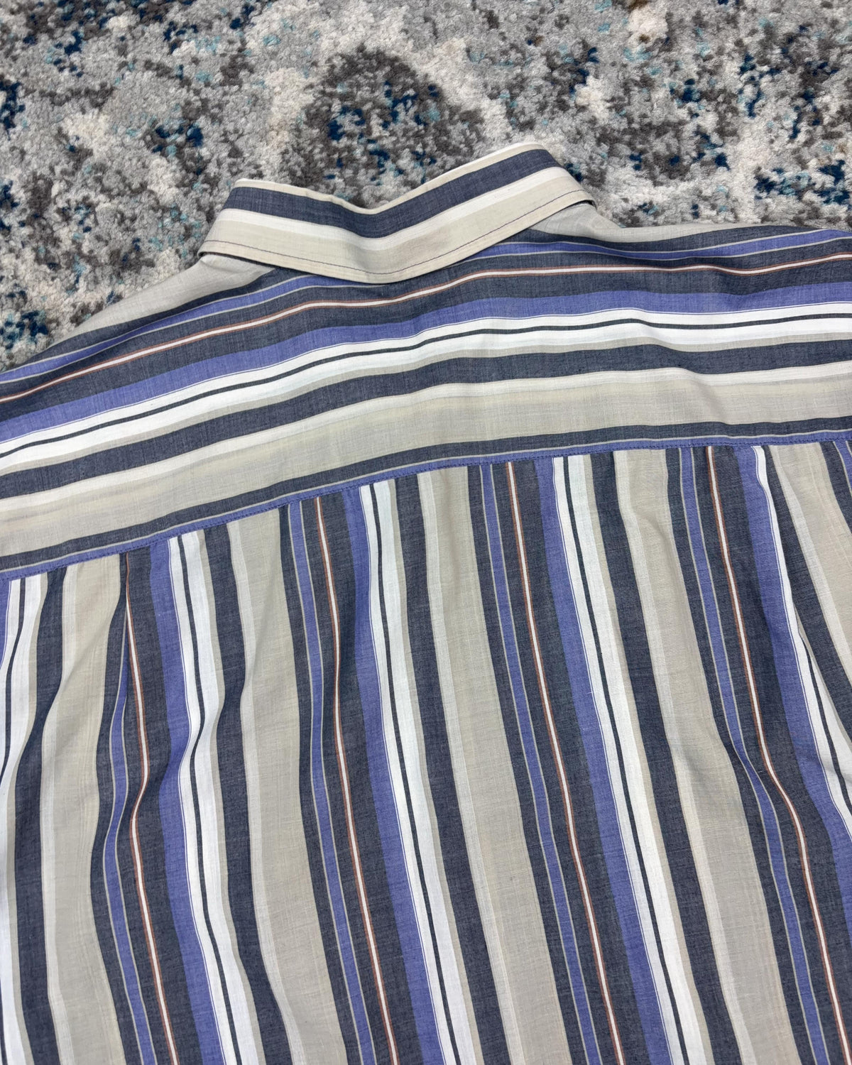 Vintage David Taylor Striped Short Sleeve Reworked Cropped Button Up Shirt Size XL