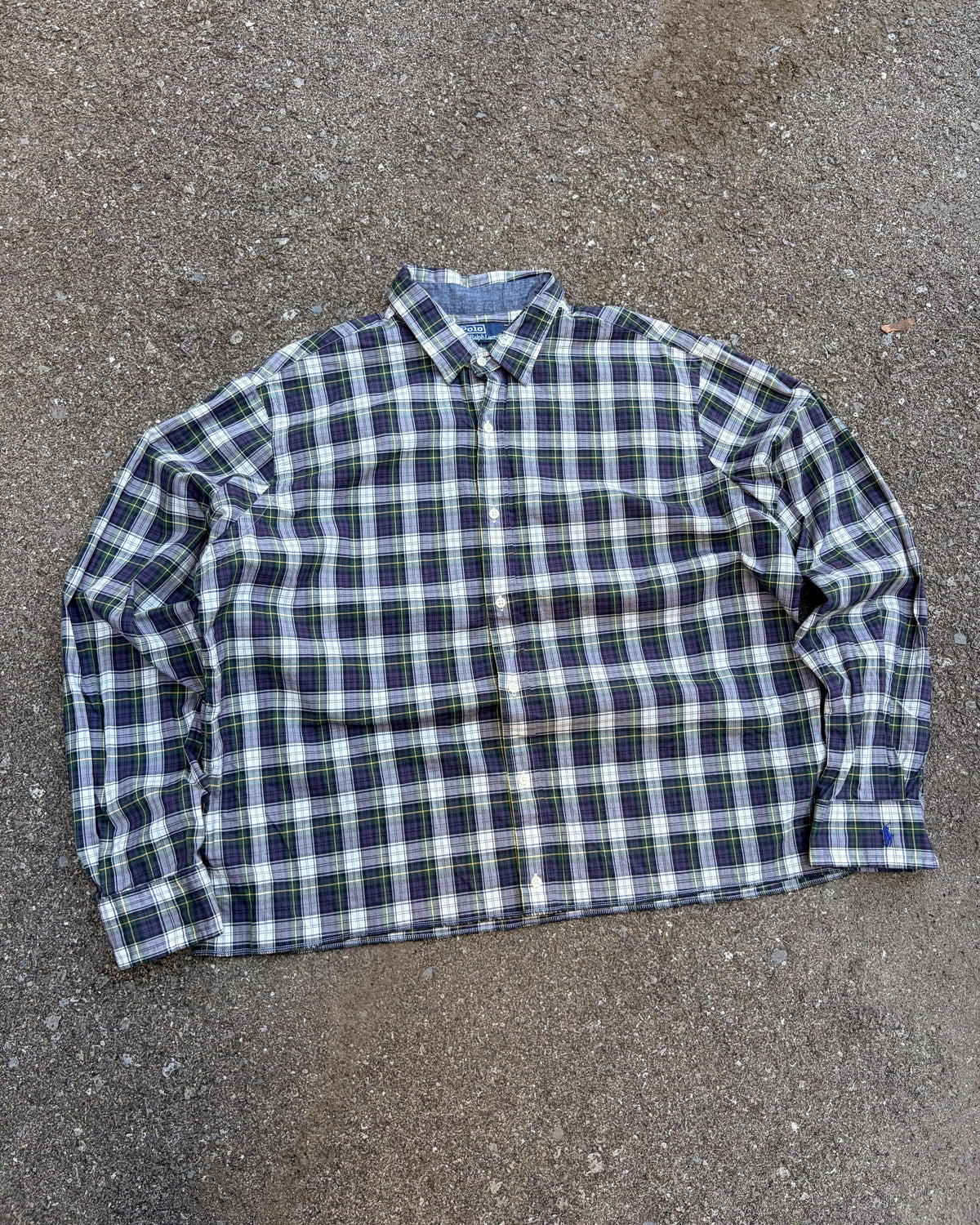 Polo Ralph Lauren Plaid Long Sleeve Reworked Cropped  Button Up Shirt Size 2XL