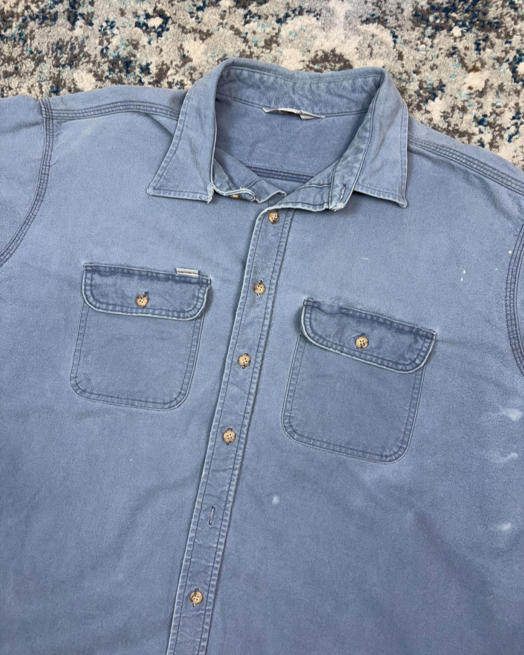 Vintage 90s Carhartt Double Pocket Long Sleeve Workwear Button Up Shirt Size 2XL