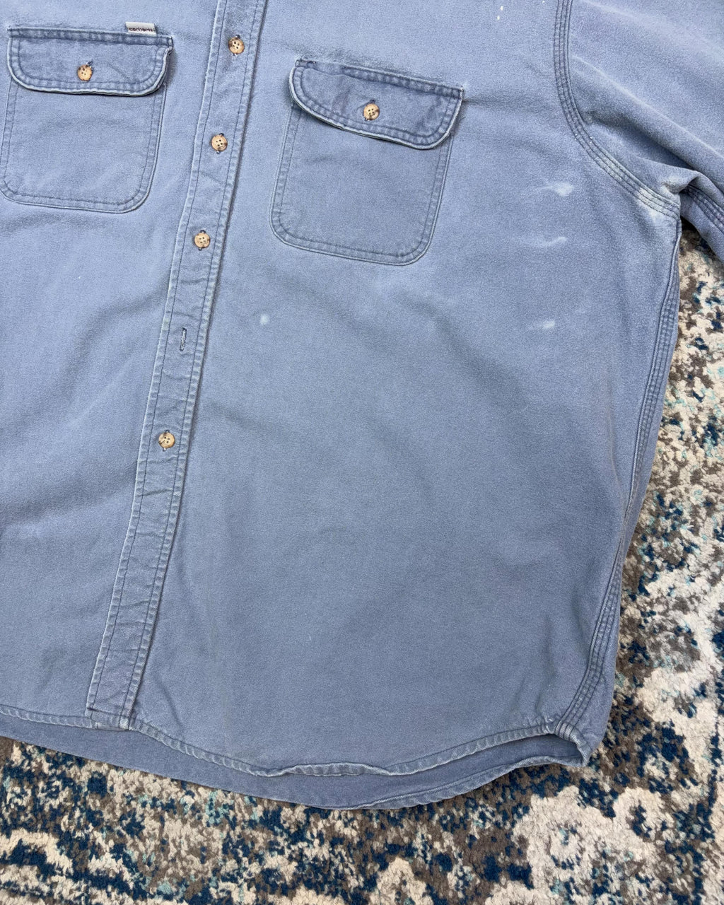 Vintage 90s Carhartt Double Pocket Long Sleeve Workwear Button Up Shirt Size 2XL