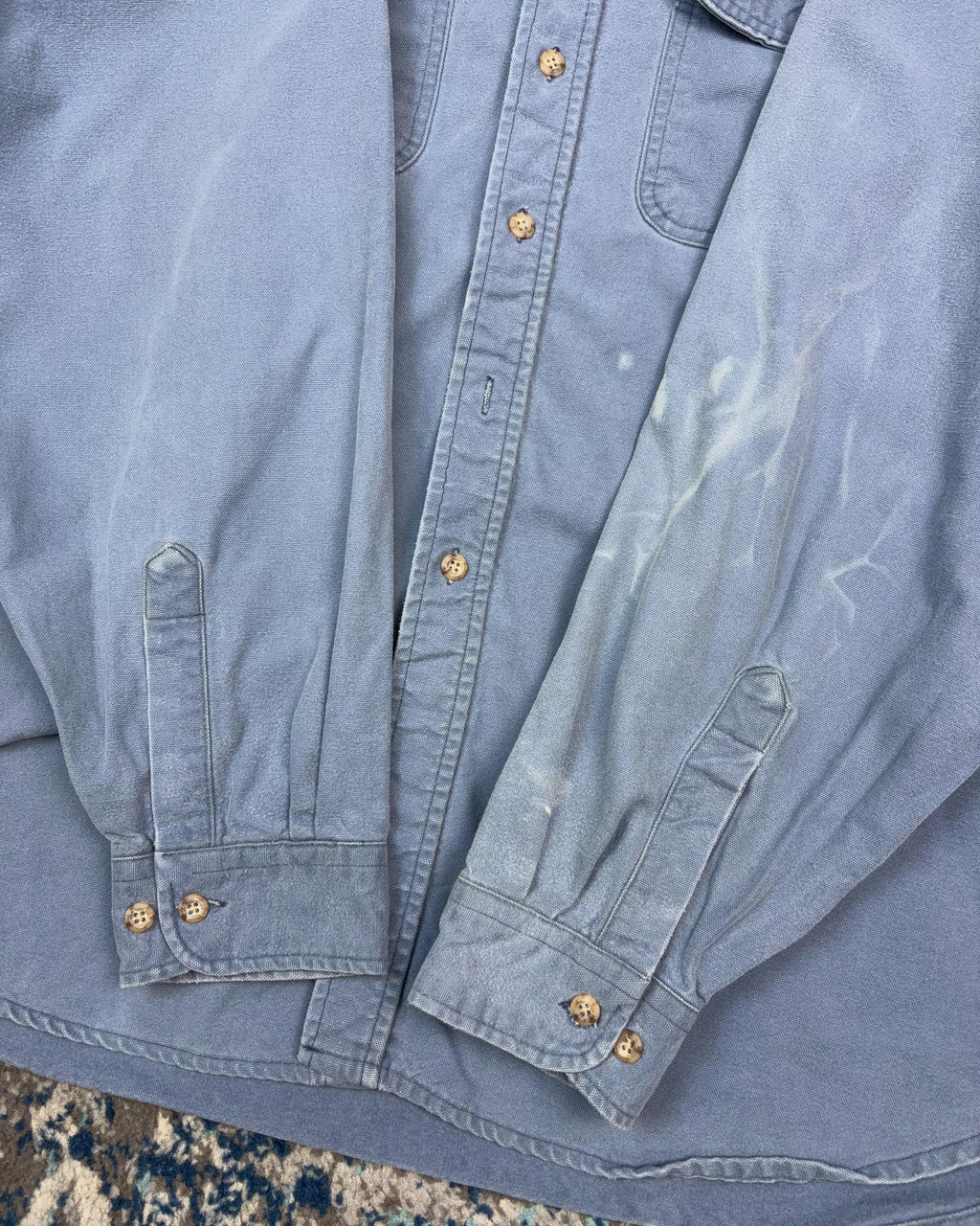 Vintage 90s Carhartt Double Pocket Long Sleeve Workwear Button Up Shirt Size 2XL