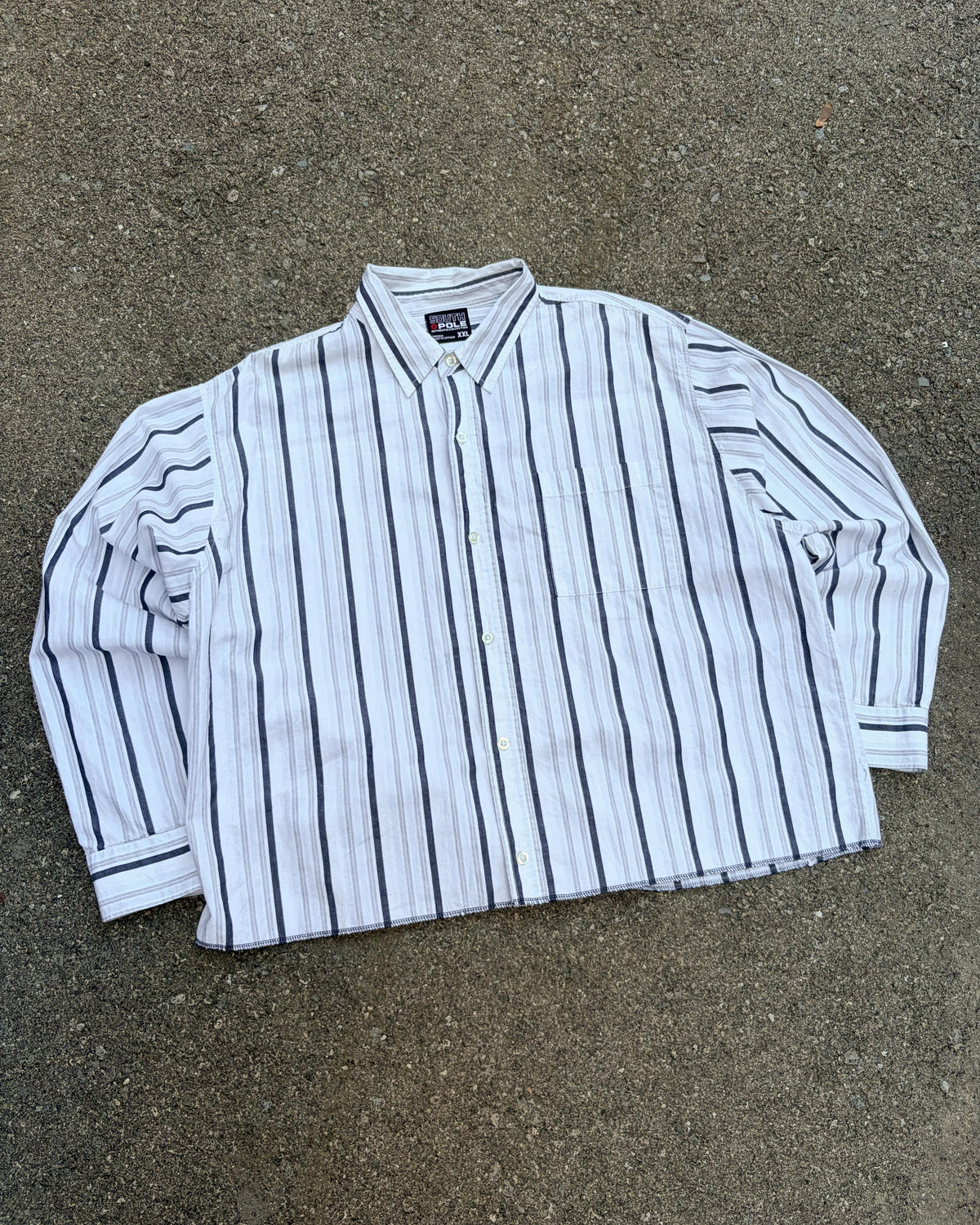 Vintage Y2K South Pole Long Sleeve Reworked Cropped Button Up Shirt Size 2XL