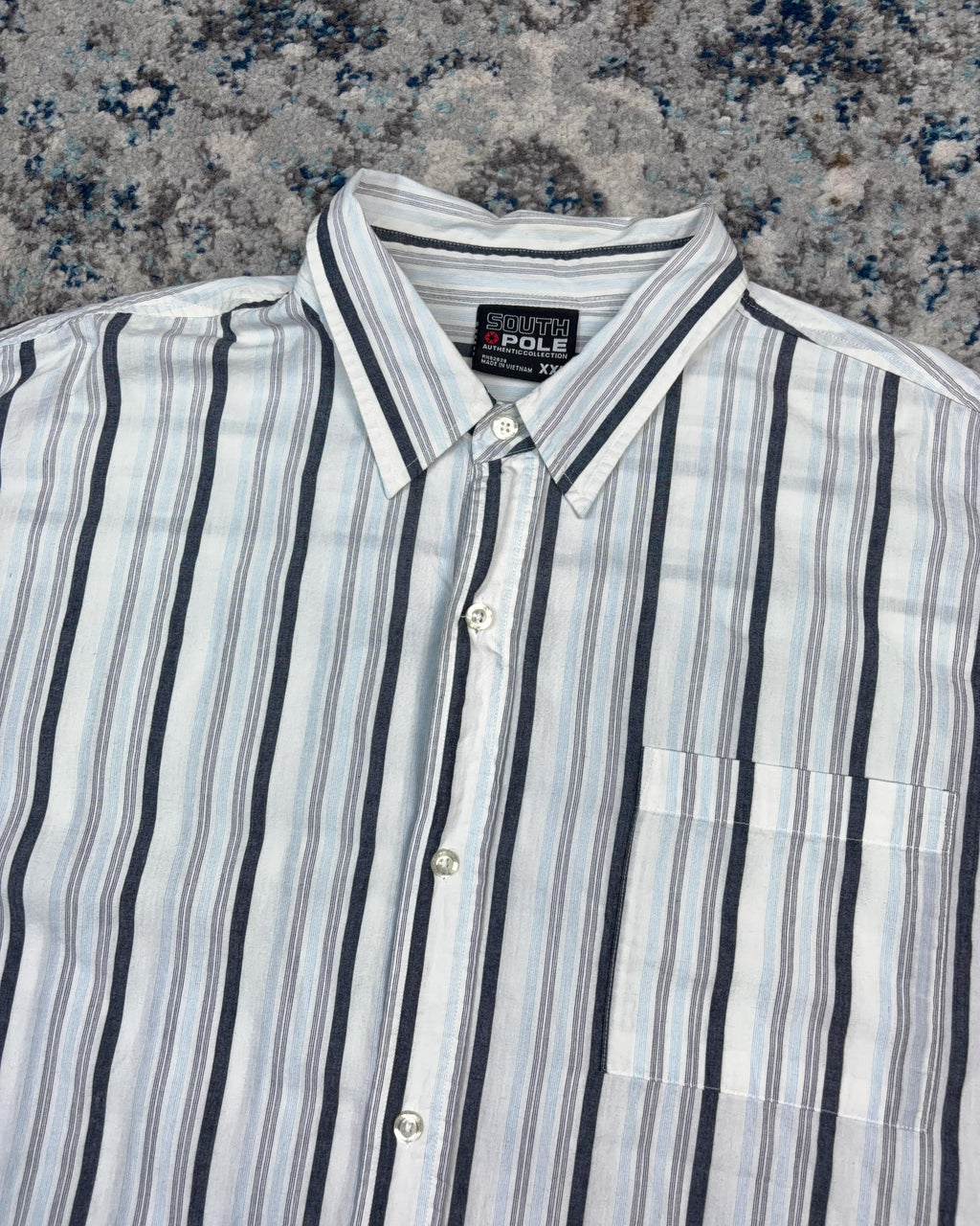 Vintage Y2K South Pole Long Sleeve Reworked Cropped Button Up Shirt Size 2XL