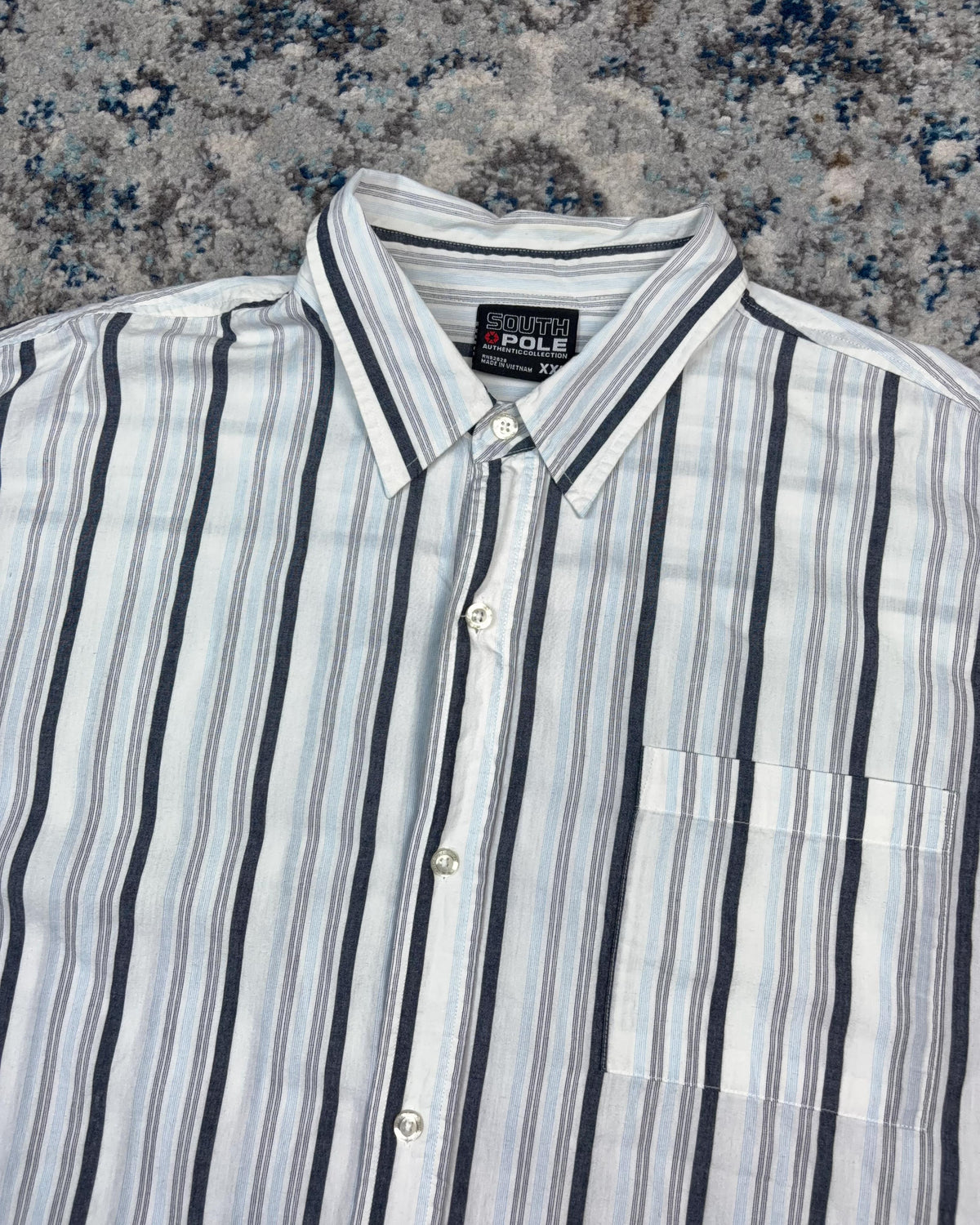 Vintage Y2K South Pole Long Sleeve Reworked Cropped Button Up Shirt Size 2XL