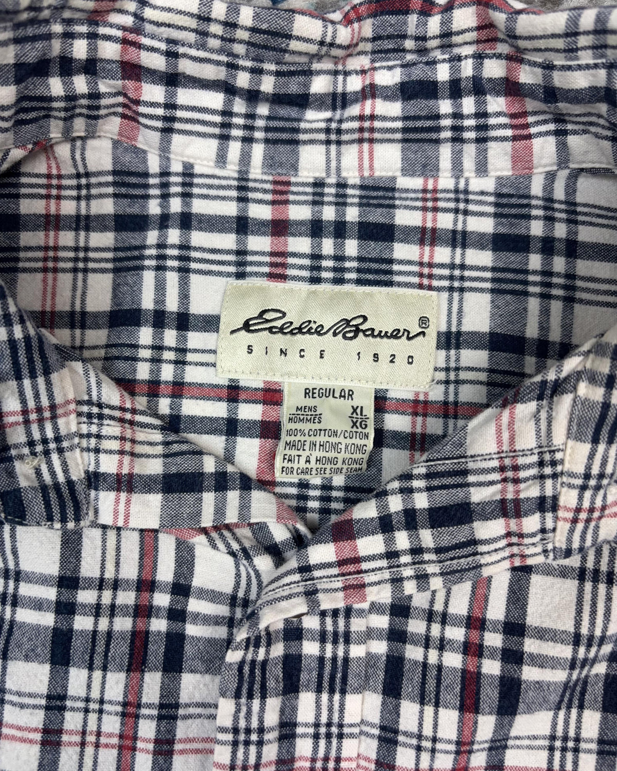 Vintage Eddie Bauer Plaid Long Sleeve Reworked Cropped Button Up Shirt Size XL
