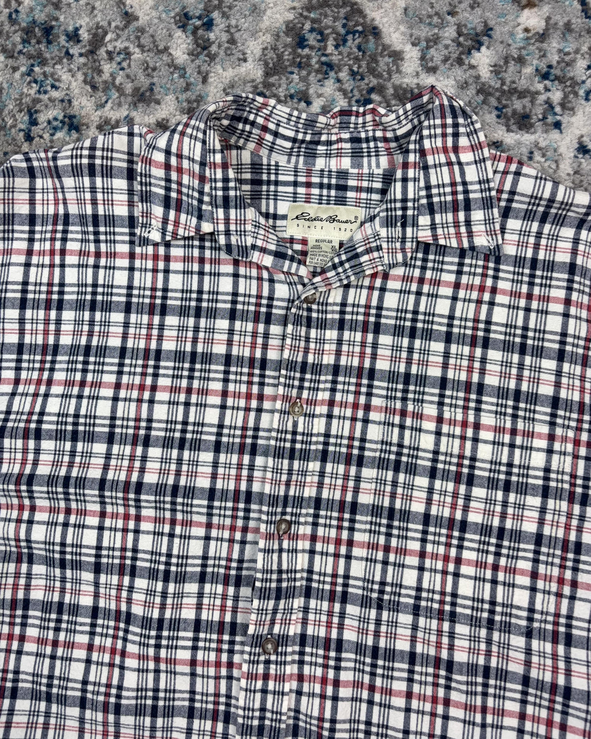 Vintage Eddie Bauer Plaid Long Sleeve Reworked Cropped Button Up Shirt Size XL