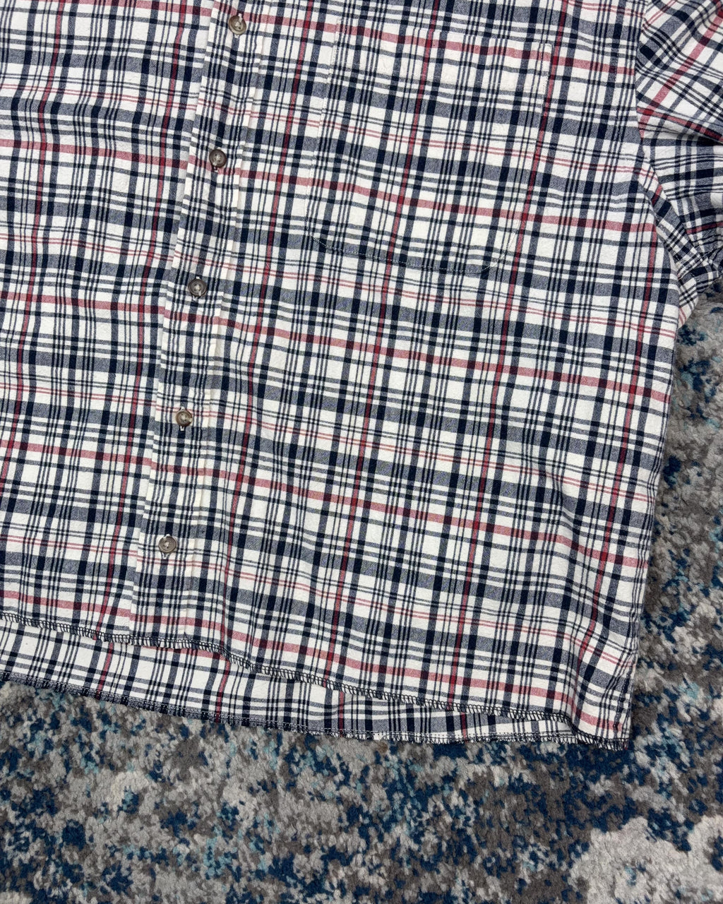 Vintage Eddie Bauer Plaid Long Sleeve Reworked Cropped Button Up Shirt Size XL