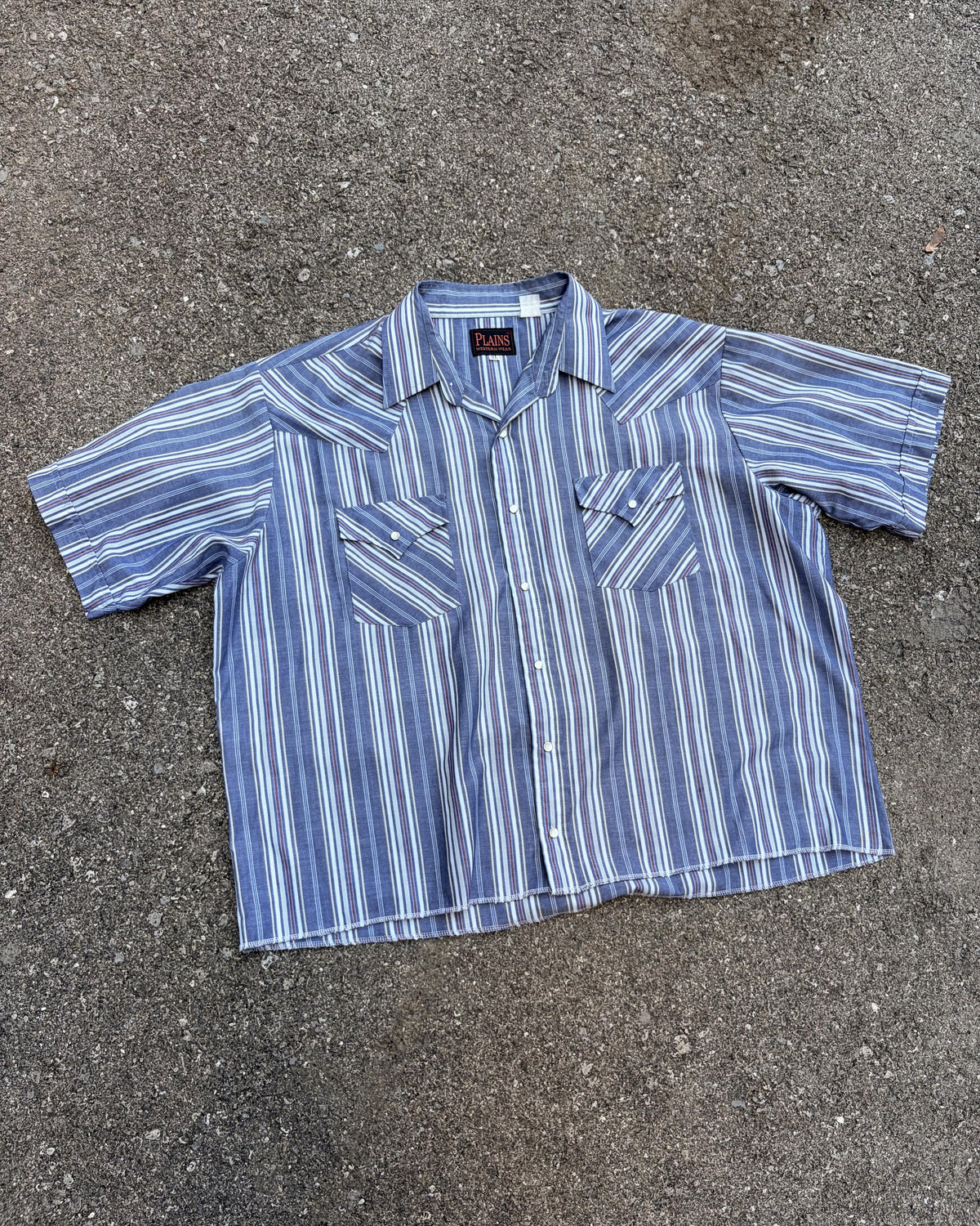 Vintage 90s Plains Western Wear Pearl Snap Reworked Cropped Button Up Shirt Size XL