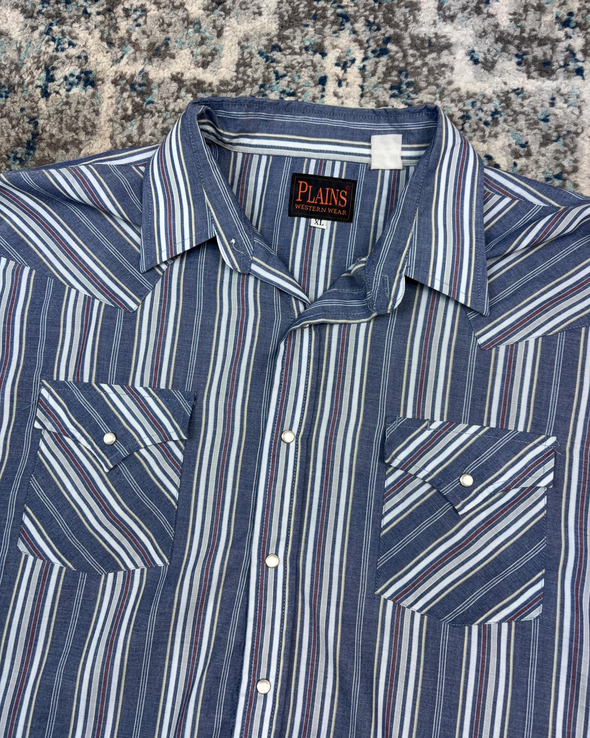 Vintage 90s Plains Western Wear Pearl Snap Reworked Cropped Button Up Shirt Size XL