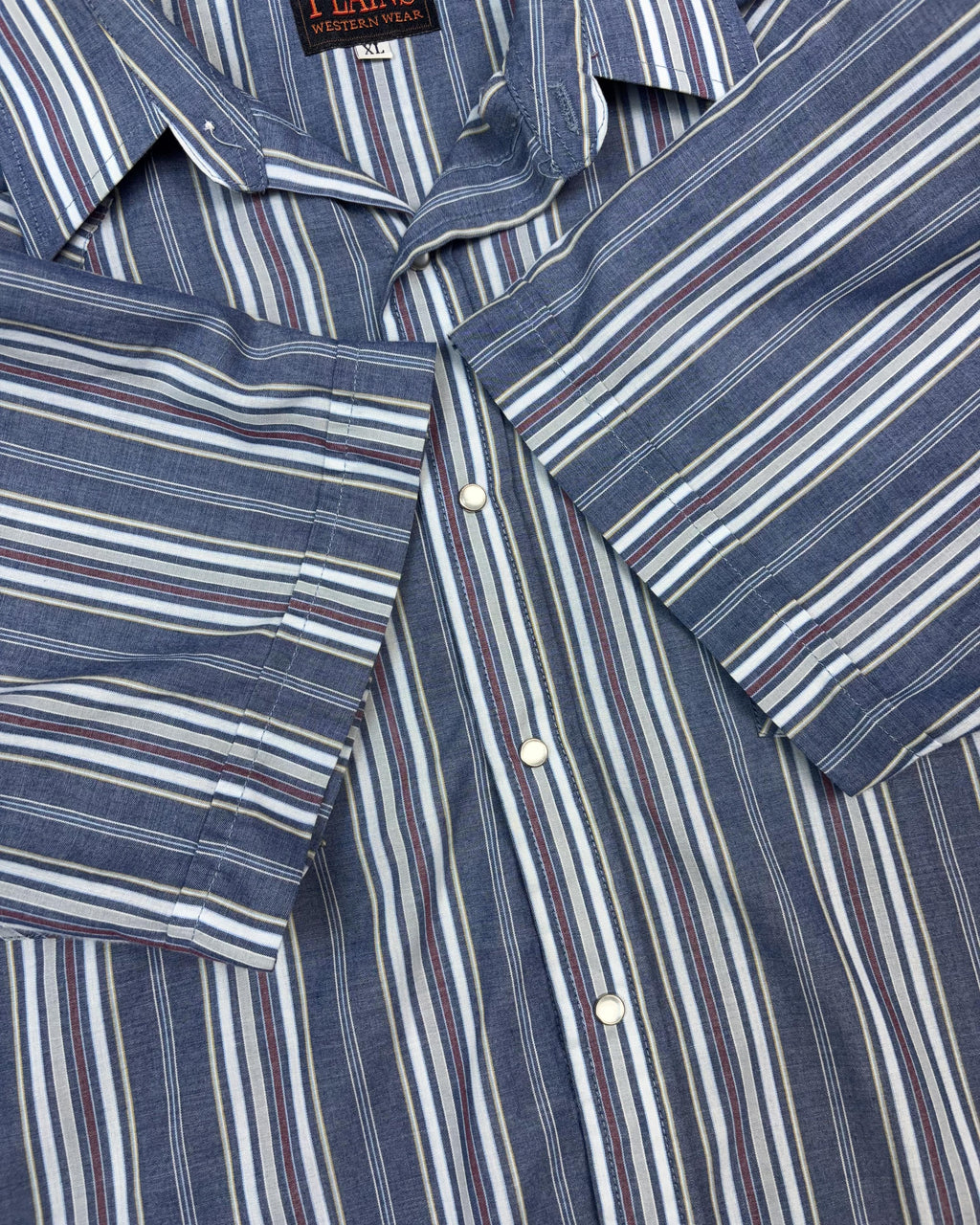 Vintage 90s Plains Western Wear Pearl Snap Reworked Cropped Button Up Shirt Size XL