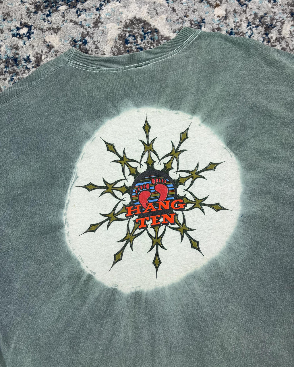 Vintage 90s Hang Ten Surf Emblem Graphic Faded T-Shirt Size XL