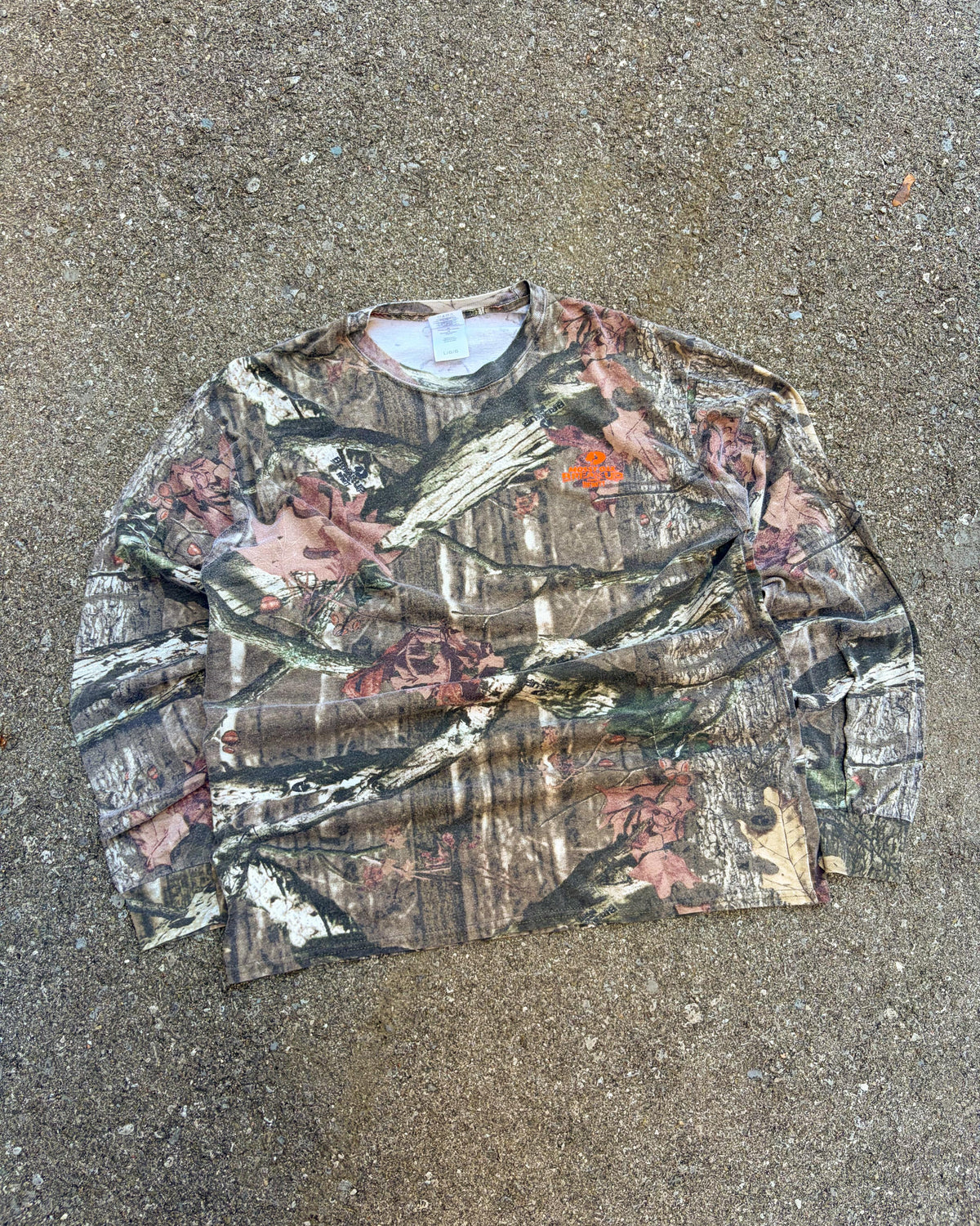 Vintage Mossy Oak Breakup Infinity Camo Long Sleeve Hunting T-Shirt Size Large