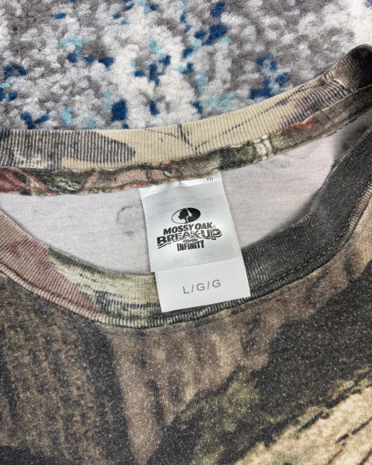 Vintage Mossy Oak Breakup Infinity Camo Long Sleeve Hunting T-Shirt Size Large