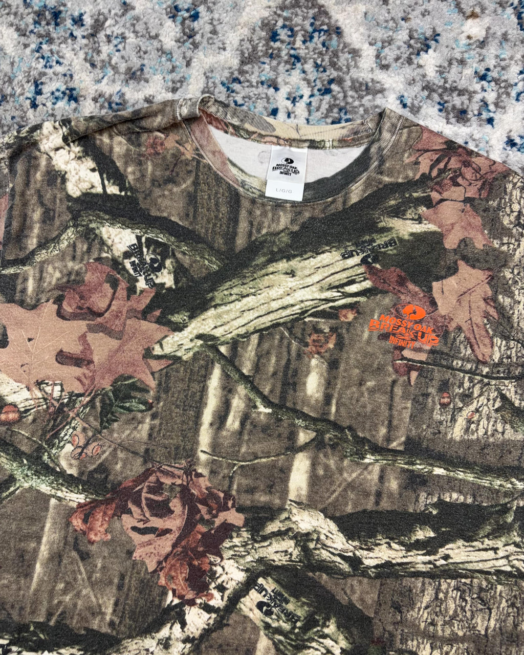 Vintage Mossy Oak Breakup Infinity Camo Long Sleeve Hunting T-Shirt Size Large