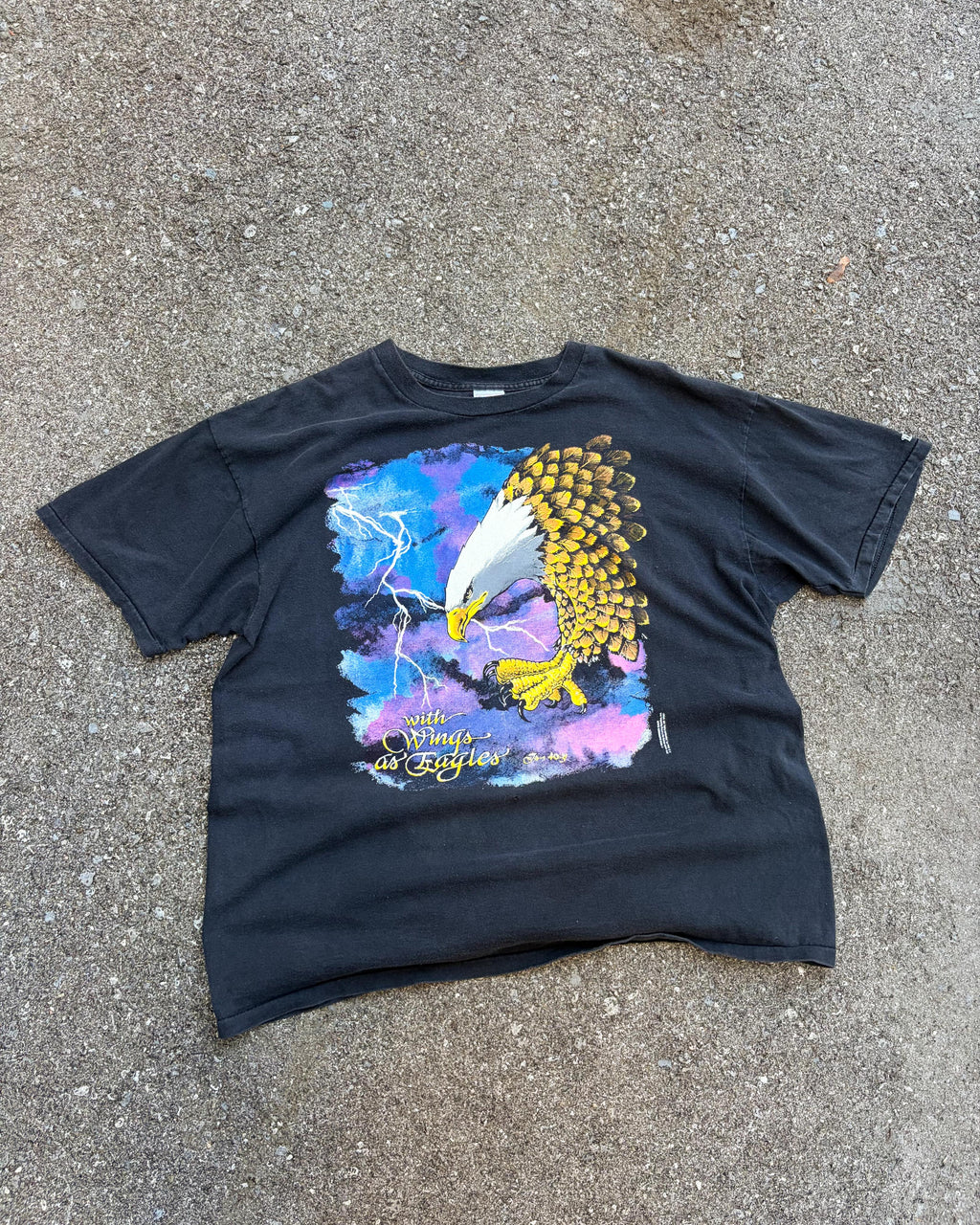 Vintage 90s With Wings As Eagles Bible Verse Graphic T-Shirt Size XL