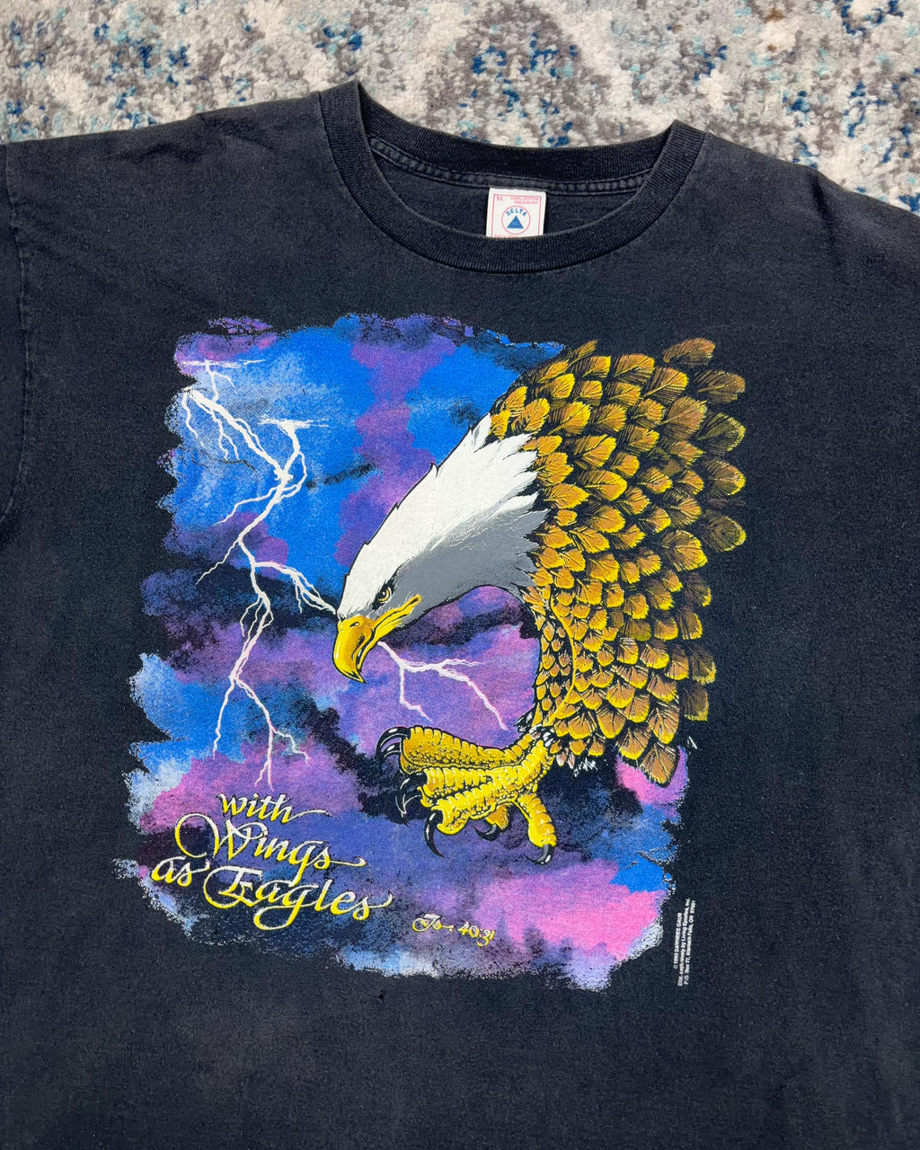 Vintage 90s With Wings As Eagles Bible Verse Graphic T-Shirt Size XL