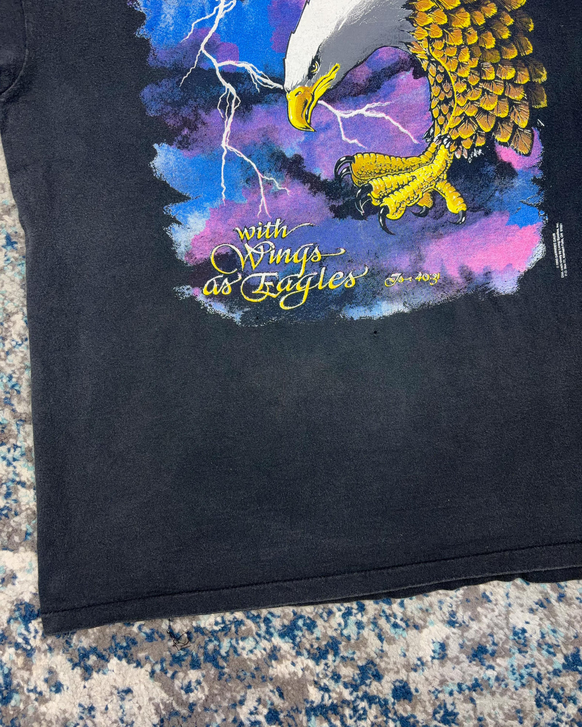 Vintage 90s With Wings As Eagles Bible Verse Graphic T-Shirt Size XL