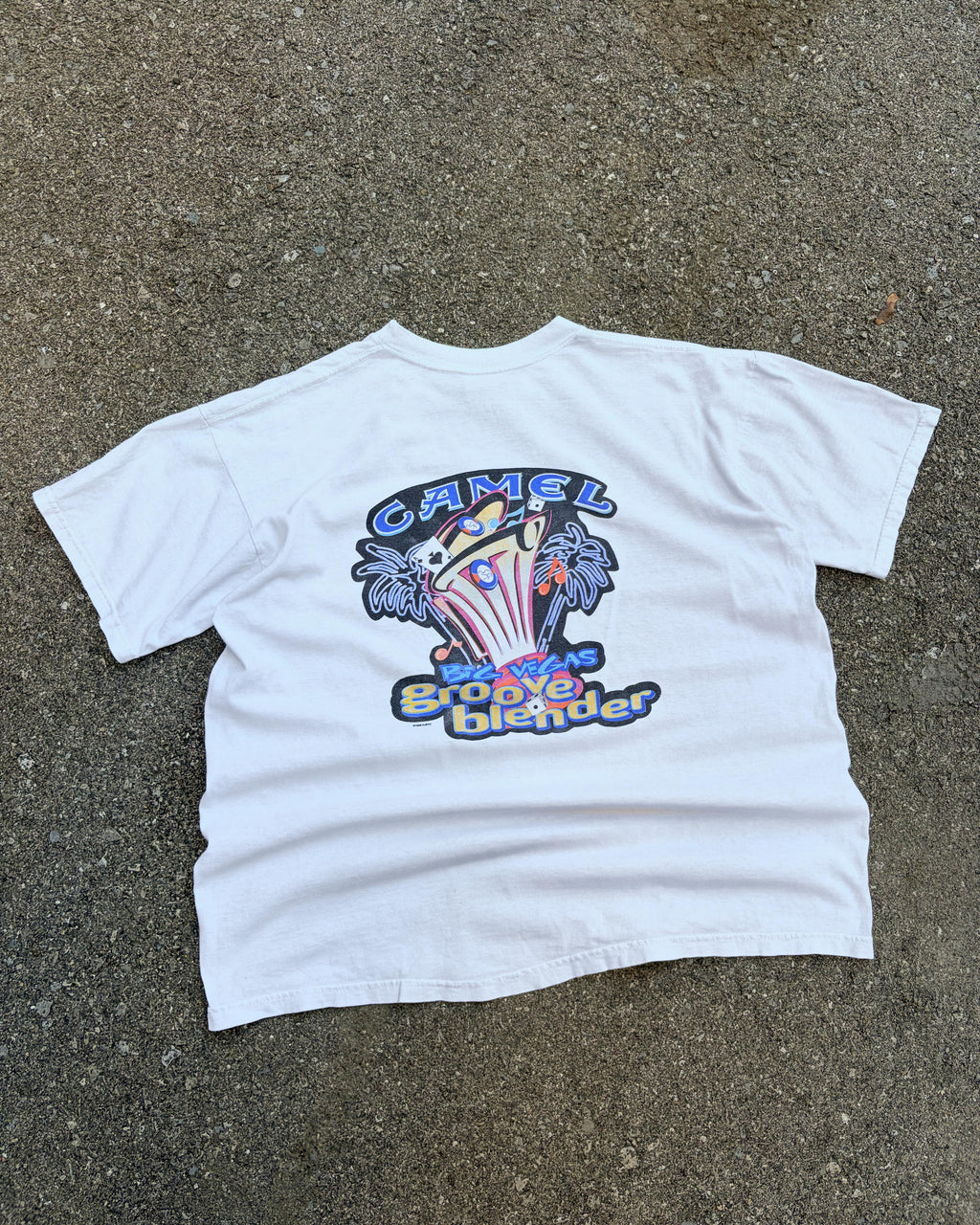Vintage 1998 Camel Big Vegas Groove Blender Chest Pocket T-Shirt Size XL