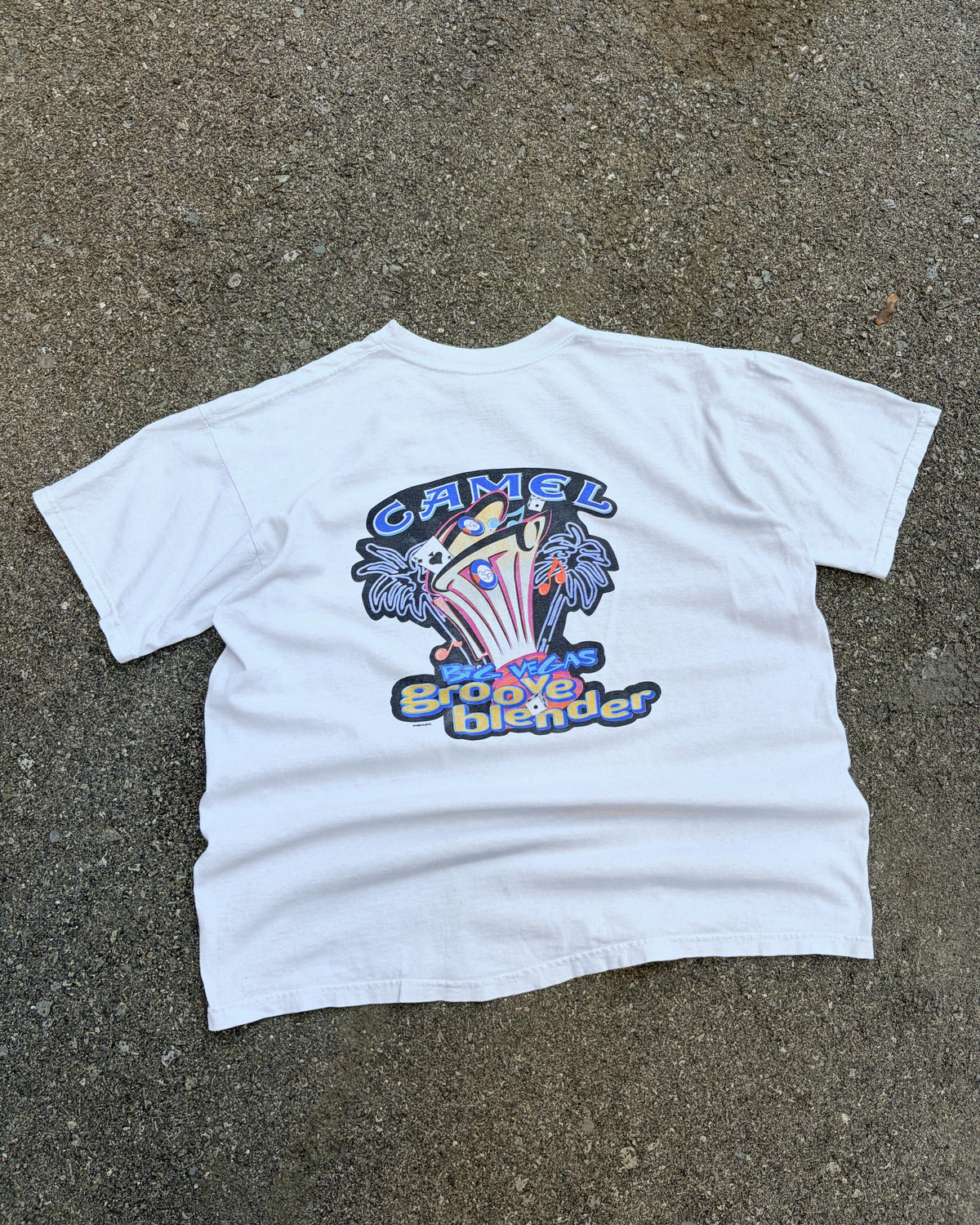 Vintage 1998 Camel Big Vegas Groove Blender Chest Pocket T-Shirt Size XL