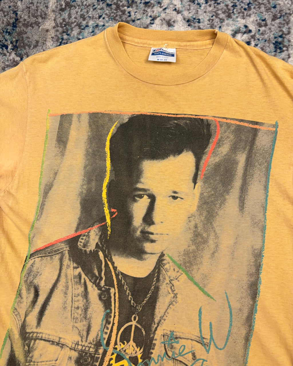Vintage 1989 Donnie Wahlberg New Kids On The Block Music Portrait T-Shirt Size Medium