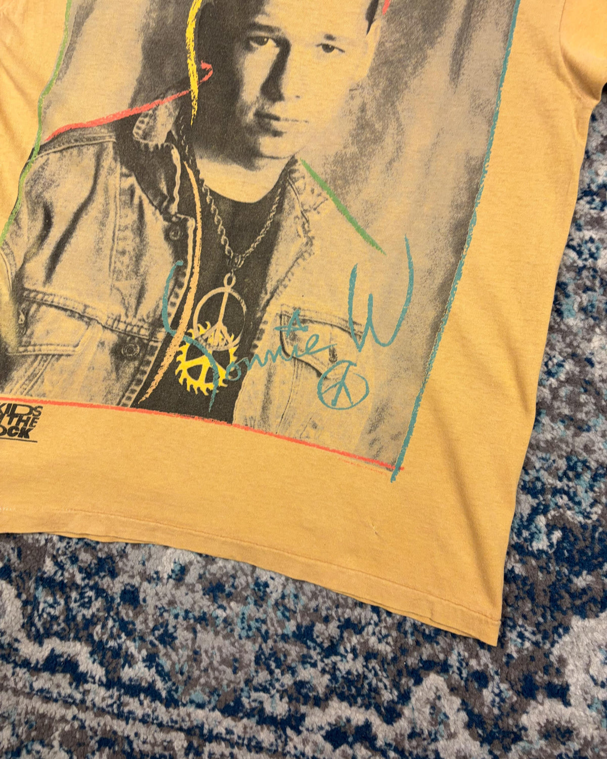Vintage 1989 Donnie Wahlberg New Kids On The Block Music Portrait T-Shirt Size Medium