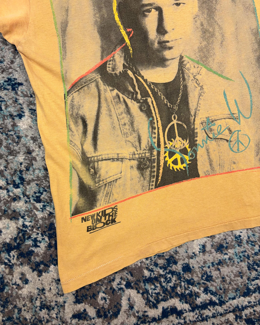 Vintage 1989 Donnie Wahlberg New Kids On The Block Music Portrait T-Shirt Size Medium